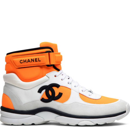 Chanel CC Logo High Sneaker 'Orange White' (G33728 Y52847 K0727)