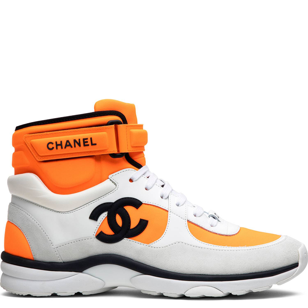 Chanel CC Logo High Sneaker 'Orange White