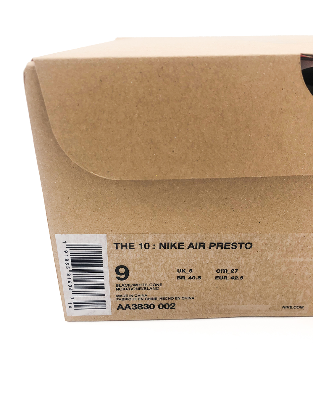 nike off white presto box