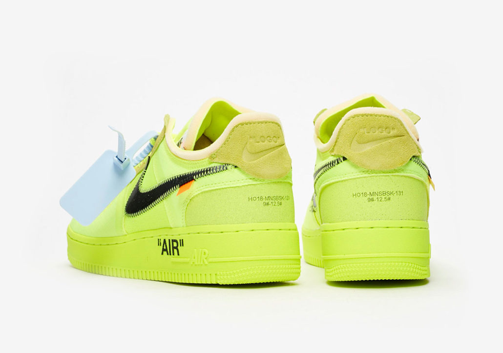 off white nike air force 1 black and volt