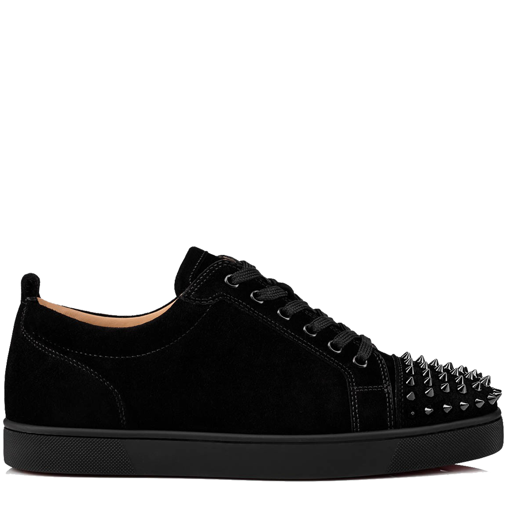 Christian Louboutin Louis Junior Spikes 'Black Veau Velours' | Pluggi