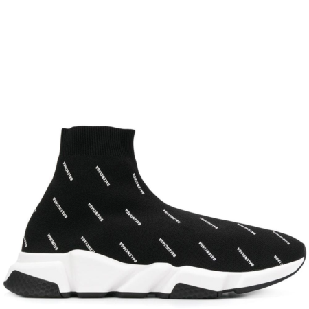 Balenciaga Speed Trainer 'Black White Jacquard All Over Logo' (530360 W0650)