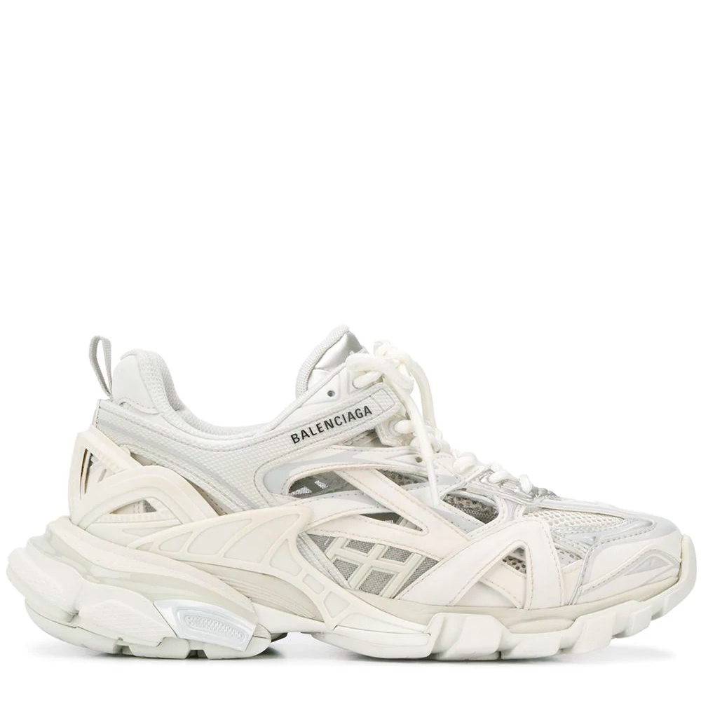 Balenciaga Grey Orange Track Sneakers SSENSE