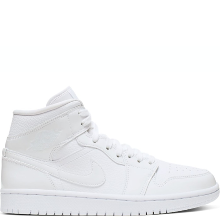 Air Jordan 1 Mid 'Triple White Patent Swoosh' (BQ6472 100)