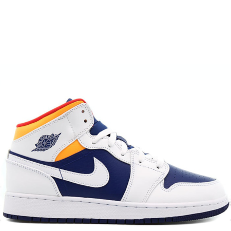 Air Jordan 1 Mid 'White Laser Orange Deep Royal Blue' (GS) (554725 131)