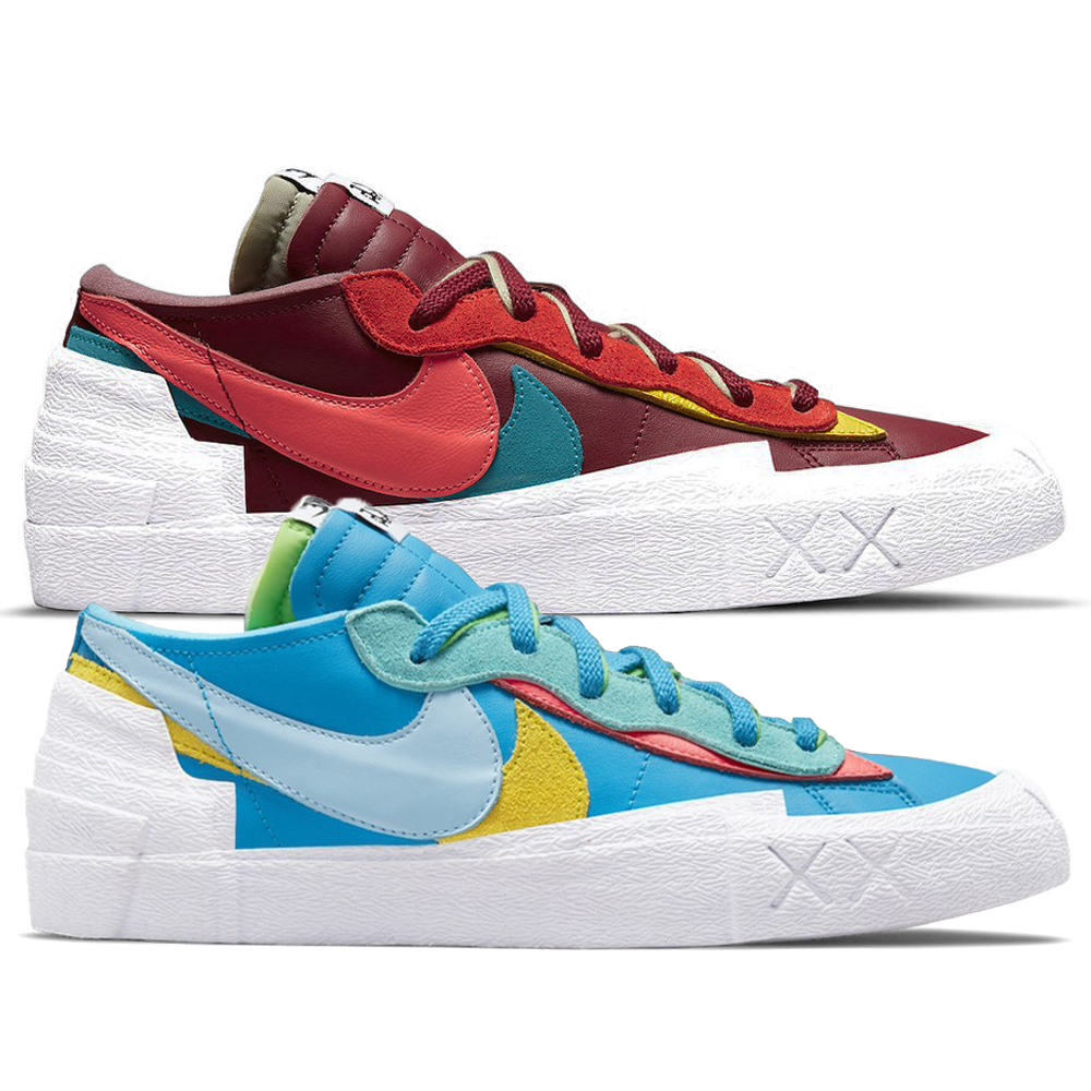 KAWS x sacai Nike Blazer Low 'Neptune Blue' & 'Team Red'