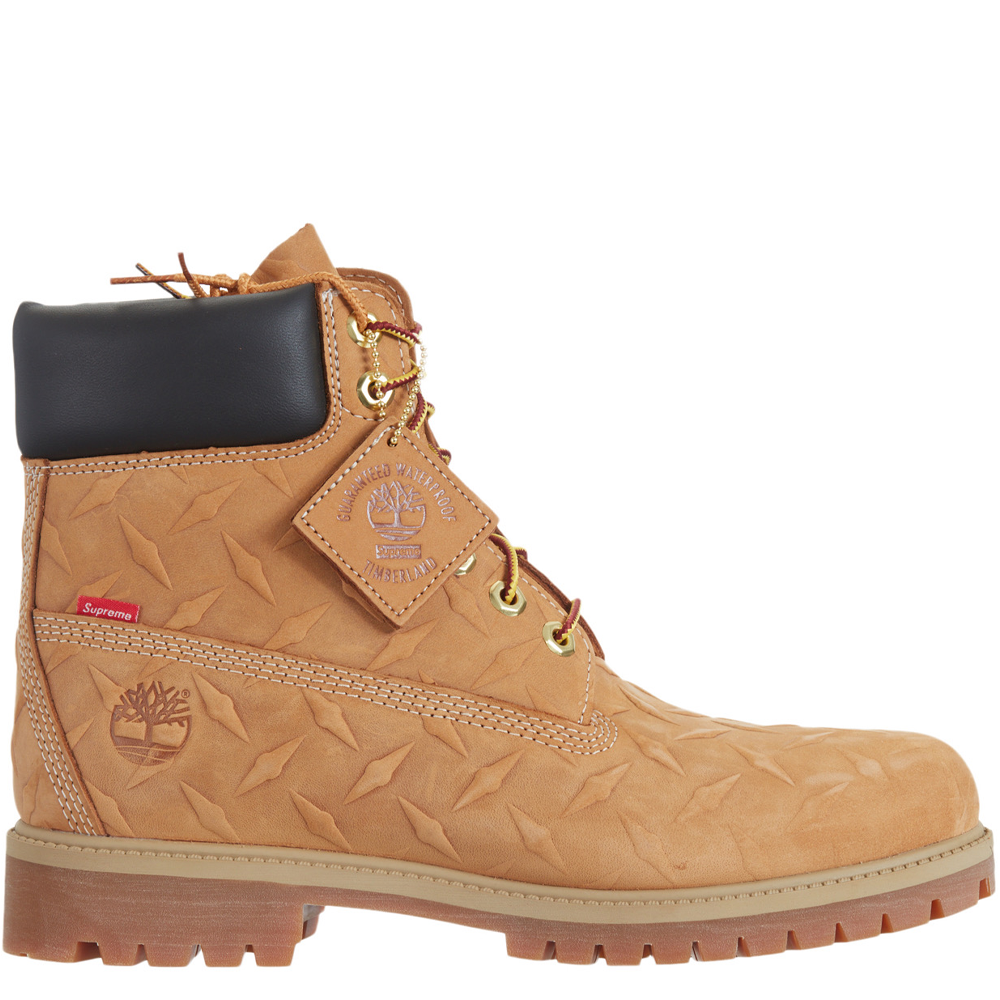 Timberland 6 Inch Premium Waterproof Boot Supreme Embossed Diamond Plate Wheat Pluggi